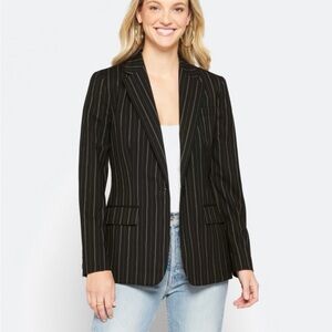 Ralph Lauren Bonaro Black and White Pinstripe Blazer with Tailored Fit